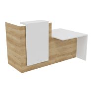 Banque d'accueil Filia PMR à gauche 180 cm Blanc/Chêne vieilli