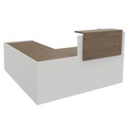 Banque d'accueil Ola en ''L'' blanc perle/chêne gris