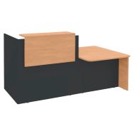 Banque d'accueil Ola+module bas L.1.4 m anthracite/chêne clair