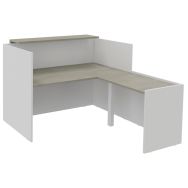 Banque d'accueil haute Ola+retour 122 cm blanc perle/chêne gris