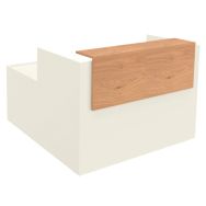 Banque d'accueil haute Ola+retour 82 cm blanc perle/chêne clair