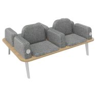 Banquette Ilo 4 places Chêne/blanc/gris chiné