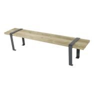 Banquette Lycos 200x40x46 cm pin piètement acier galva laqué gris 7016