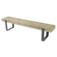 Banquette Mylos 200 x 39 x 44 cm pin piètement acier galva laqué gris RAL 7016