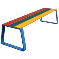 Banquette NINOU 150 cm assise lames HPL multicolore / métal bleu 5017