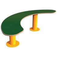 Banquette NINOU demi-lune 130 cm assise HPL vert structure métal jaune 1033