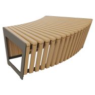 Banquette RIGA 128 cm cintrée lames bois/acier taupe 7006