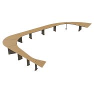 Banquette RIGA courbée 7 m bois/acier taupe 7006