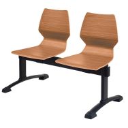 Banquette poutre FUSIO 2 places pieds Noir coque strat Chêne clair