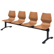 Banquette poutre FUSIO 4 places pieds Noir coque strat Chêne clair