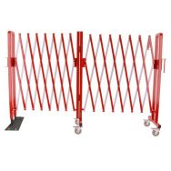 Barrière extensible acier rouge/blanc avec un pied fixe