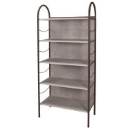Bibliothèque 5 tablettes Alba coloris Béton/Brun givré