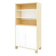 Bibliothèque Confetti avec pieds - étagères et 2 portes pleines bouleau/blanc