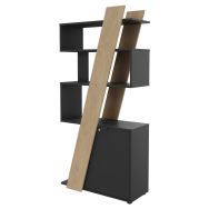 Bibliothèque KHEOPS ht 190 cm pte à D Chêne clair/carbone