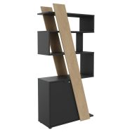 Bibliothèque KHEOPS ht 190 cm pte à G Chêne clair/carbone