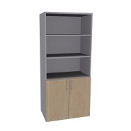 Bibliothèque Phylos 2 portes basses coloris chêne clair/alu