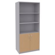 Bibliothèque Sirius 2 portes basses hêtre/alu