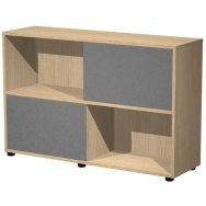 Bibliothèque basse à portes Tetris - Chêne - Anthracite