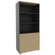 Bibliothèque ouverte City 2 portes basses coloris chêne/carbone