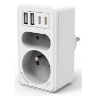 Biplite avant 2+P 16A + 6A avec 2 prises USB-A et 2 prises