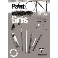 Bloc 30 feuilles PaintON Gris 250g - Clairefontaine