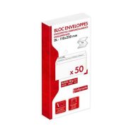 Bloc encollé de 50 enveloppes adhésives 110x220 80g