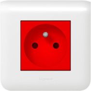 Bloc prise IP20 16A détrompée dosseret EE 220V Legrand Mozaic - Asem