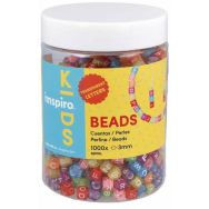 Bocal 1000 perles plastique cubes lettres transparentes