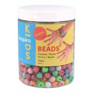 Bocal 200g perles plastique rondes 8mm à pois argenté scintillantes