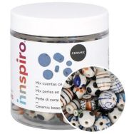 Bocal de 300g de perles en céramique tailles assorties