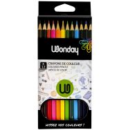 Boite 12 crayons couleurs corps hexagonal 18cm