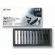 Boîte 12 pastels tendres Mungyo Camaieu de gris 66 mm