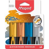 Boîte 4 surligneurs glitter métal couleurs assorties