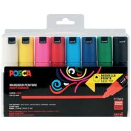 Boîte 8 marqueurs POSCA assortis, pointe conique large PC7M