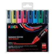 Boîte 8 marqueurs Posca assortis, pointe conique moyenne 2.5 mm