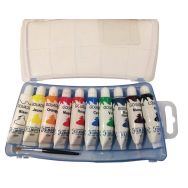 Boite de 10 tubes 10Ml en plastique de gouache 1 pinceau inclus