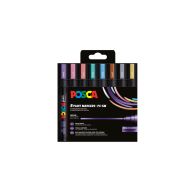 Boite de 8 marqueurs couleurs métallisées Posca pointe moyenne conique 2.5 mm