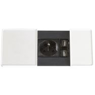 Boitier électrique 1 prise 220 + 2 USB chargeur Blanc