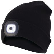 Bonnet avec lampe frontale LED intégrée - Noir