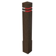 Borne carrée 15x15 cm 2 bandes réfléchissantes - marron