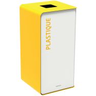 Borne de tri 75 L Cubatri avec support sac - Plastique - Blanc/Jaune