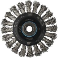 Brosse conique pour meuleuse fil torsadé 0,5 inox 115x15xM14 T27,5