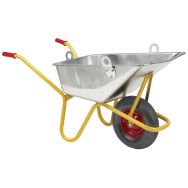 Brouette pour béton avec anneaux de levage 110 L/250 kg jaune - Roues increvables