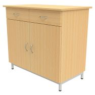 Buffet 2 portes 2 tiroirs mélaminé socle 4 pieds