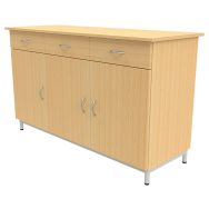 Buffet 3 portes 3 tiroirs mélaminé socle 4 pieds