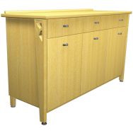 Buffet Iriss 3 portes 3 tiroirs hêtre verni naturel