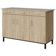 Buffet Malibu 3 portes chêne bardolino/noir 9005