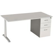 Bureau 120+Cais.porteur p.métal Blanc/alu