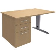 Bureau 140 +Cais.porteur métal Hêtre/alu