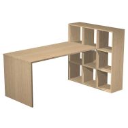 Bureau 140x69 cm pied maxicube 9 cases Chêne